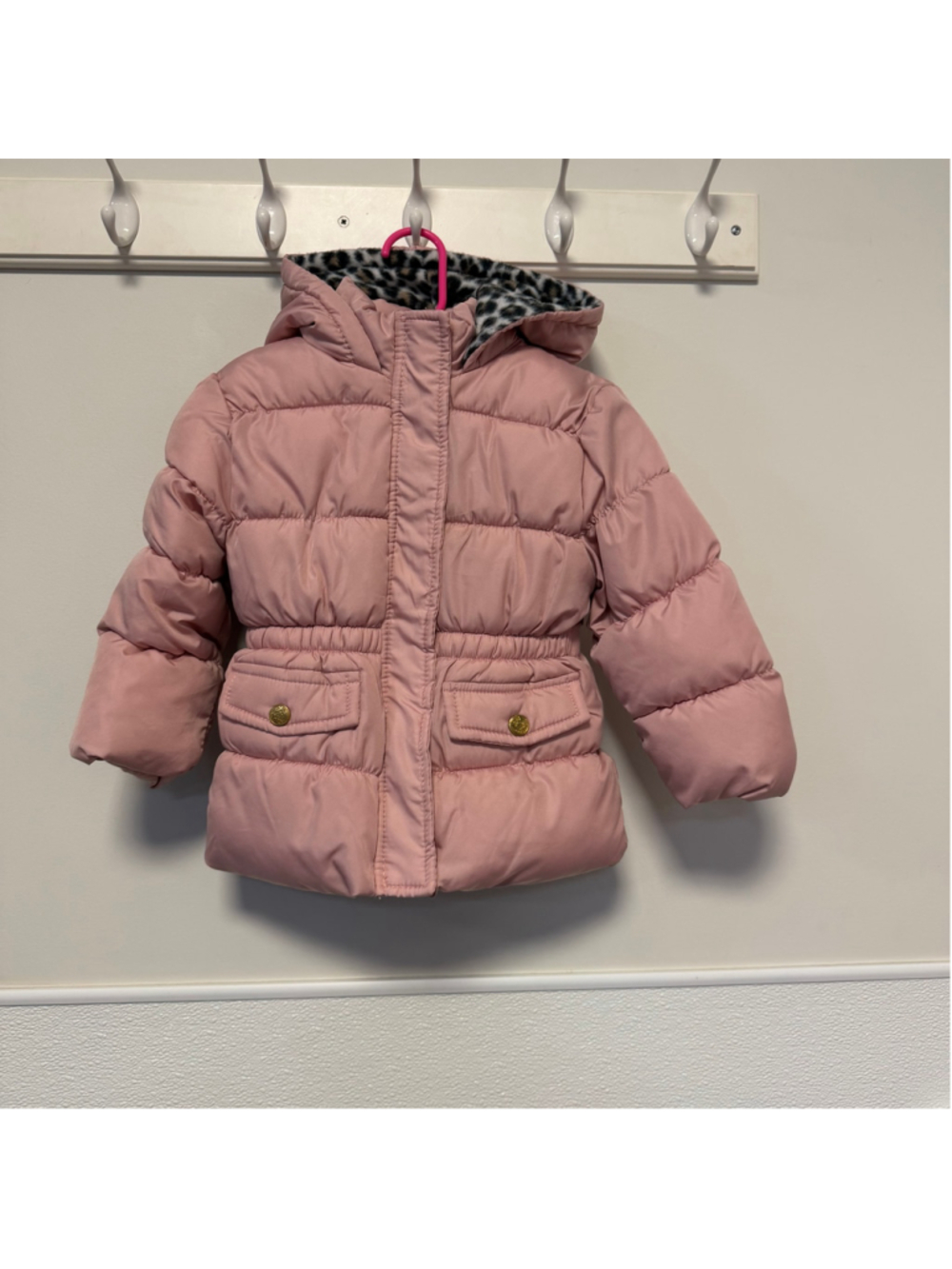 Baby Platinum Puffer Jacket 24 Months Pink Leopard Print
